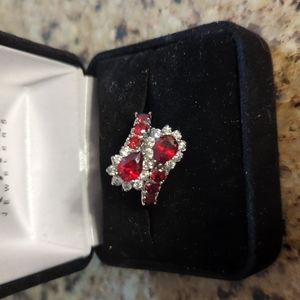 Absolutely Gorgeous red & white CZ cocktail ring